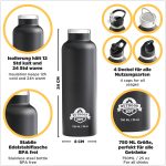 Isolierte Edelstahl Trinkflasche 750 ML - OUTDOOR DEPT - Reise- und  Outdoorzubehör für dich